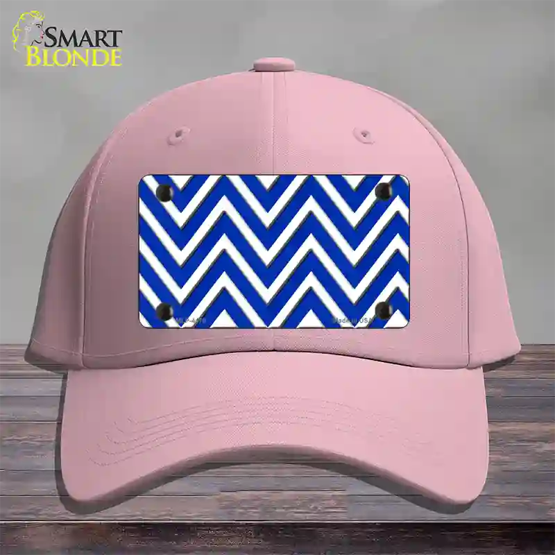 Blue White Large Chevron Novelty License Plate Hat Cotton / Pink