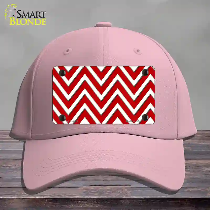 Red White Large Chevron Novelty License Plate Hat Cotton / Pink