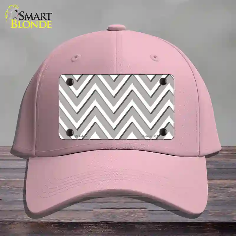 Grey White Large Chevron Novelty License Plate Hat Cotton / Pink