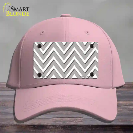 Grey White Large Chevron Novelty License Plate Hat Cotton / Pink