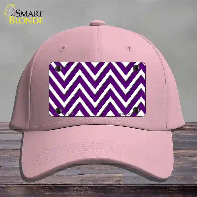 Purple White Large Chevron Novelty License Plate Hat Cotton / Pink