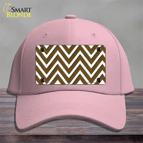 Brown White Large Chevron Novelty License Plate Hat Cotton / Pink