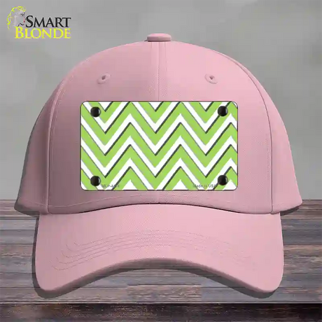 Lime Green White Large Chevron Novelty License Plate Hat Cotton / Pink