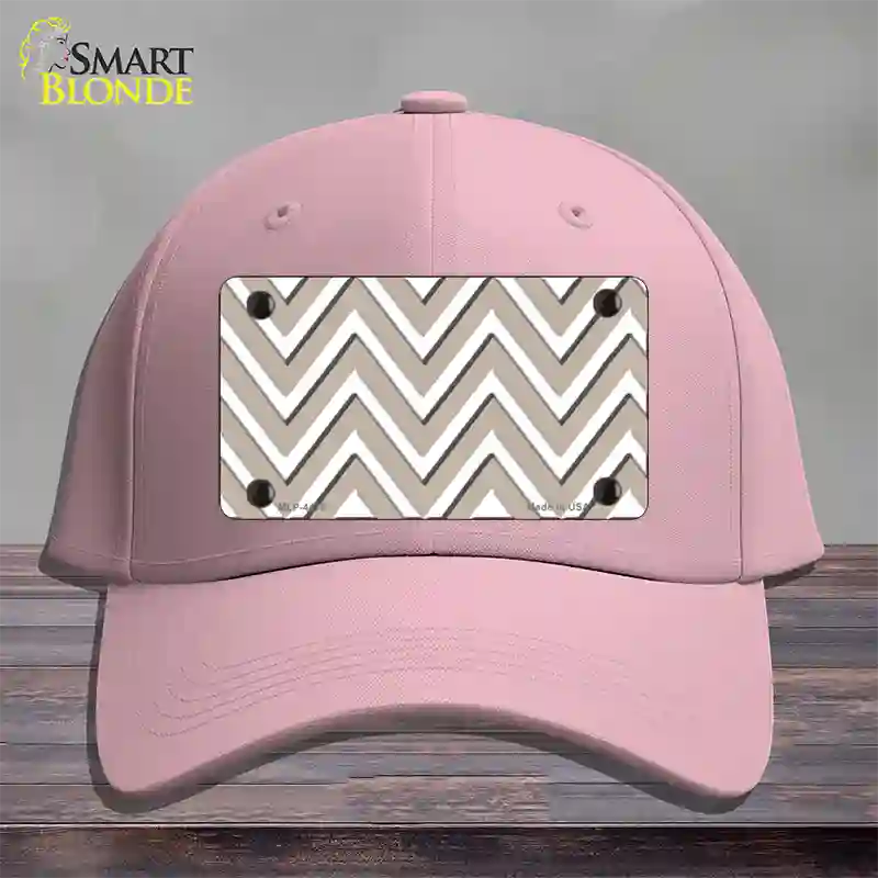 Tan White Large Chevron Novelty License Plate Hat Cotton / Pink