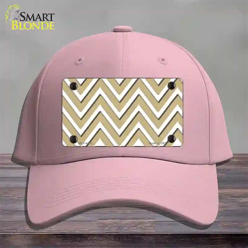 Gold White Large Chevron Novelty License Plate Hat Cotton / Pink