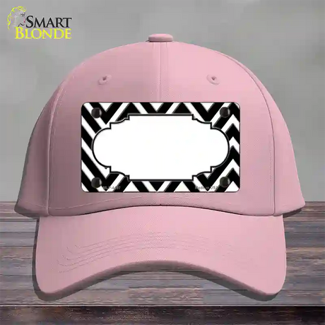 Black White Chevon Center Scallop Novelty License Plate Hat Cotton / Pink