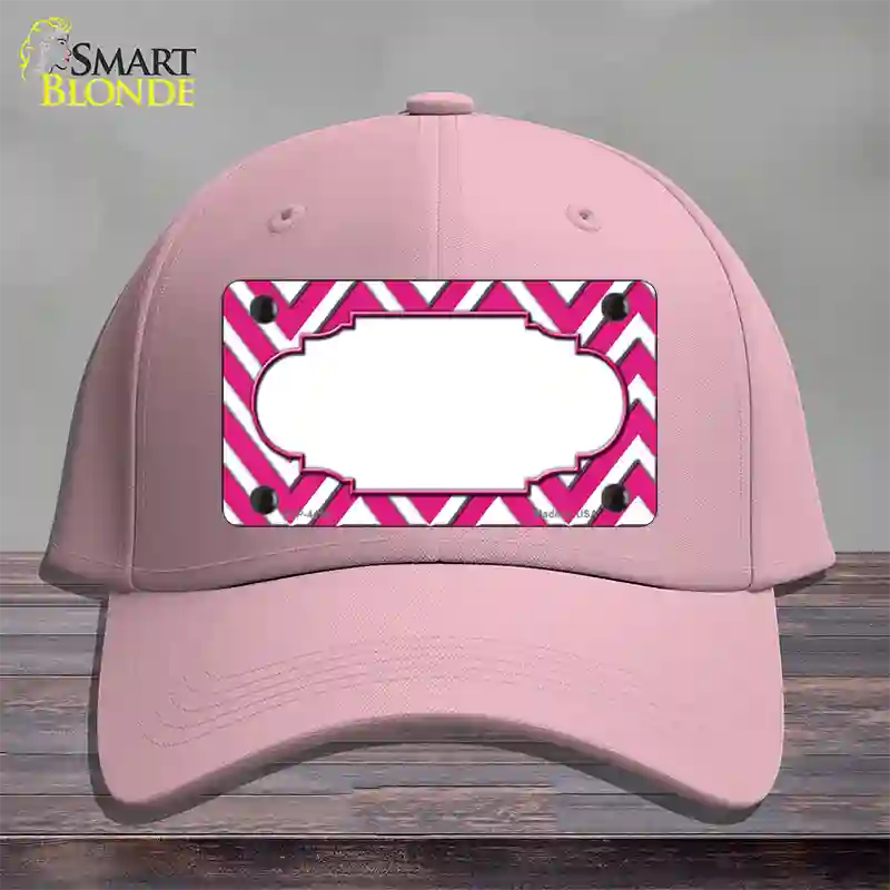 Pink White Chevon Center Scallop Novelty License Plate Hat Cotton / Pink