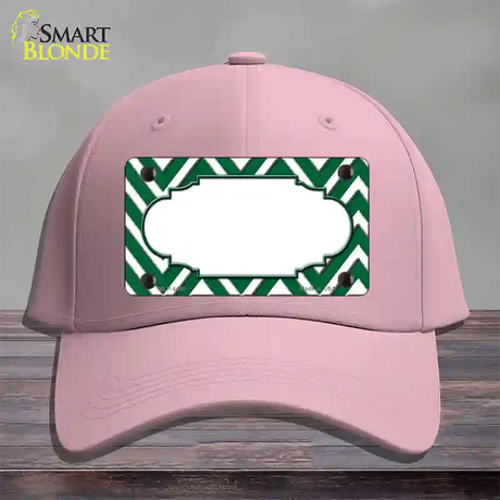 Green White Large Chevron Center Scallop Novelty License Plate Hat Cotton / Pink