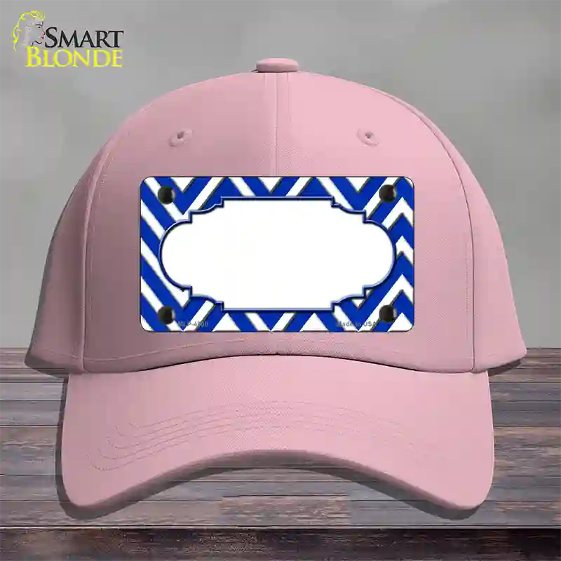 Blue White Large Chevron Center Scallop Novelty License Plate Hat Cotton / Pink