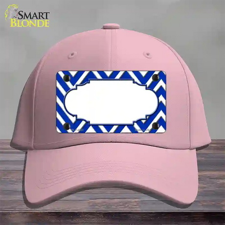 Blue White Large Chevron Center Scallop Novelty License Plate Hat Cotton / Pink