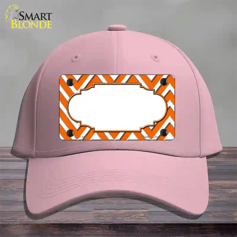 Orange White Large Chevron Center Scallop Novelty License Plate Hat Cotton / Pink