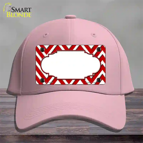 Red White Large Chevron Center Scallop Novelty License Plate Hat Cotton / Pink