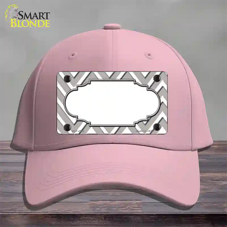 Grey White Large Chevron Center Scallop Novelty License Plate Hat Cotton / Pink