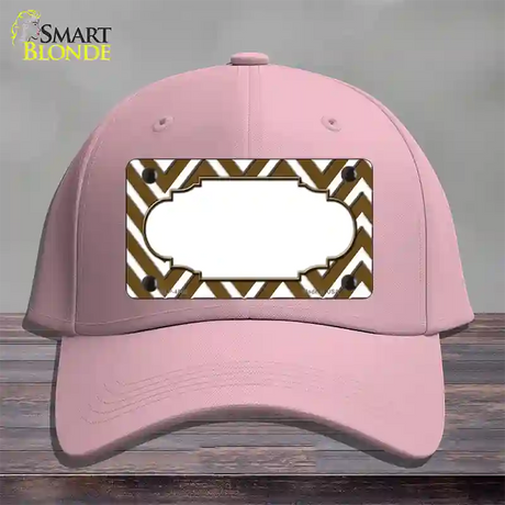 Brown White Large Chevron Center Scallop Novelty License Plate Hat Cotton / Pink