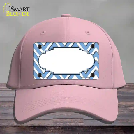 Light Blue White Large Chevron Center Scallop Novelty License Plate Hat Cotton / Pink