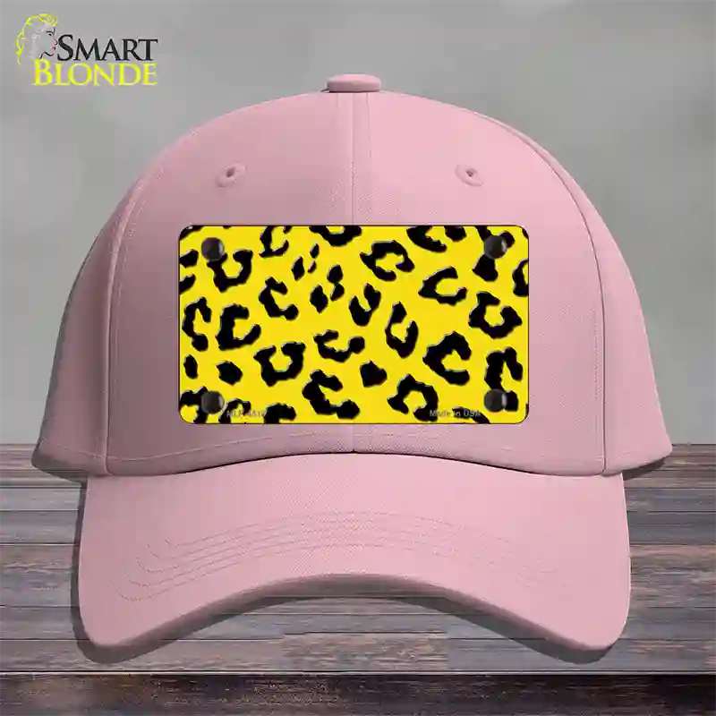 Yellow Black Cheetah Novelty License Plate Hat Cotton / Pink