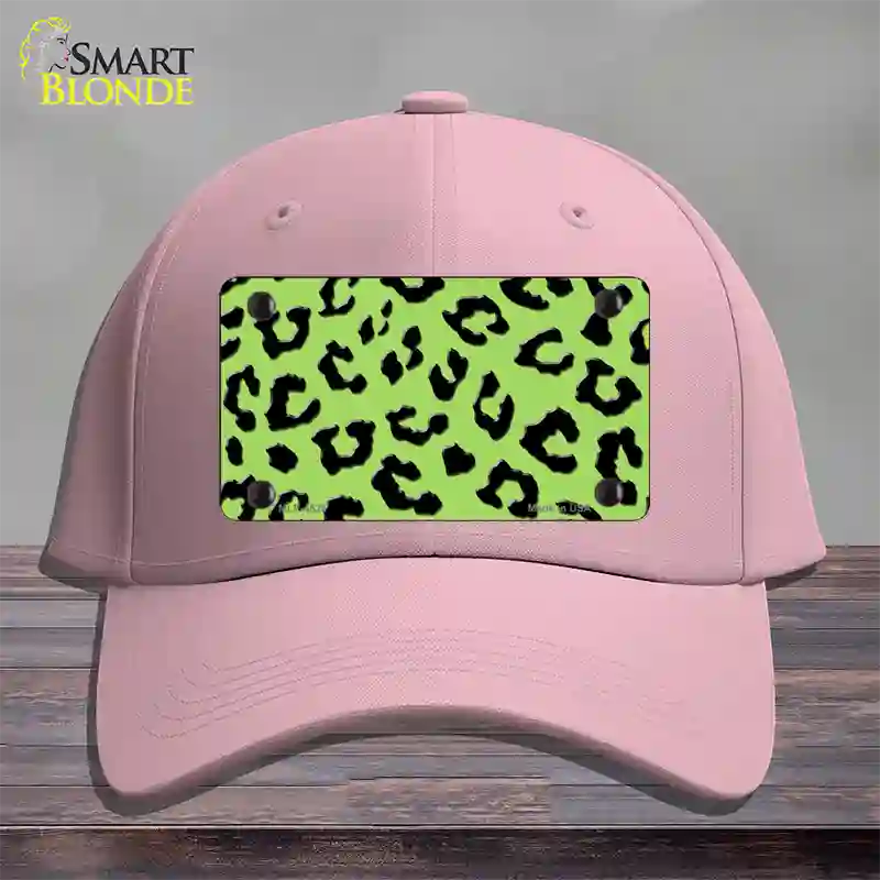 Lime Green Black Cheetah Novelty License Plate Hat Cotton / Pink