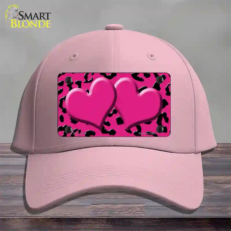 Pink Black Cheetah Pink Center Hearts Novelty License Plate Hat Cotton / Pink