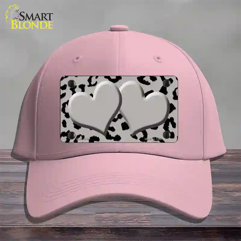 Grey Black Cheetah Gray Center Hearts Novelty License Plate Hat Cotton / Pink