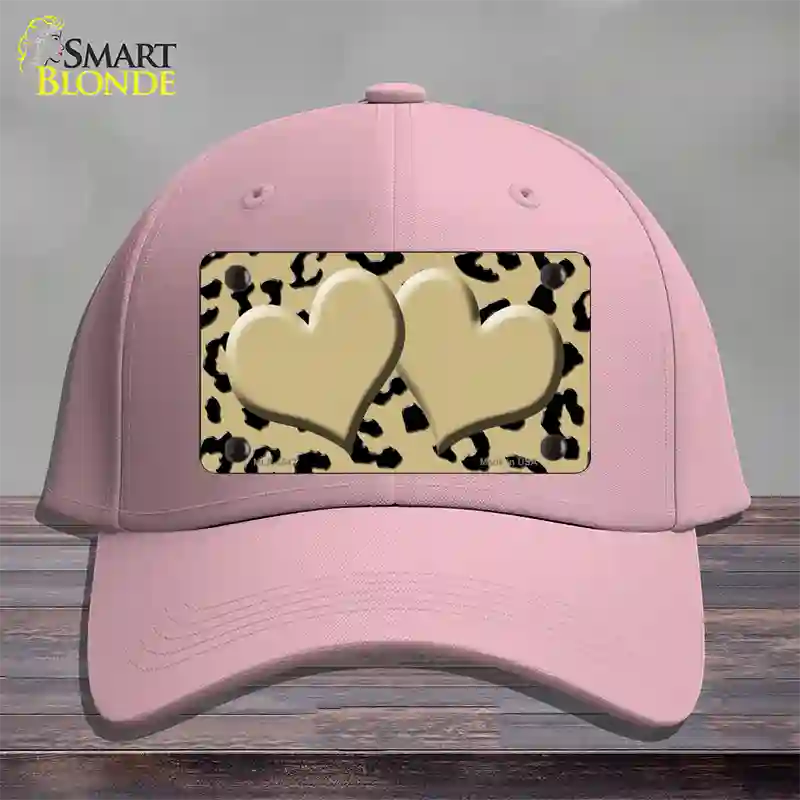 Gold Black Cheetah Gold Center Hearts Novelty License Plate Hat Cotton / Pink