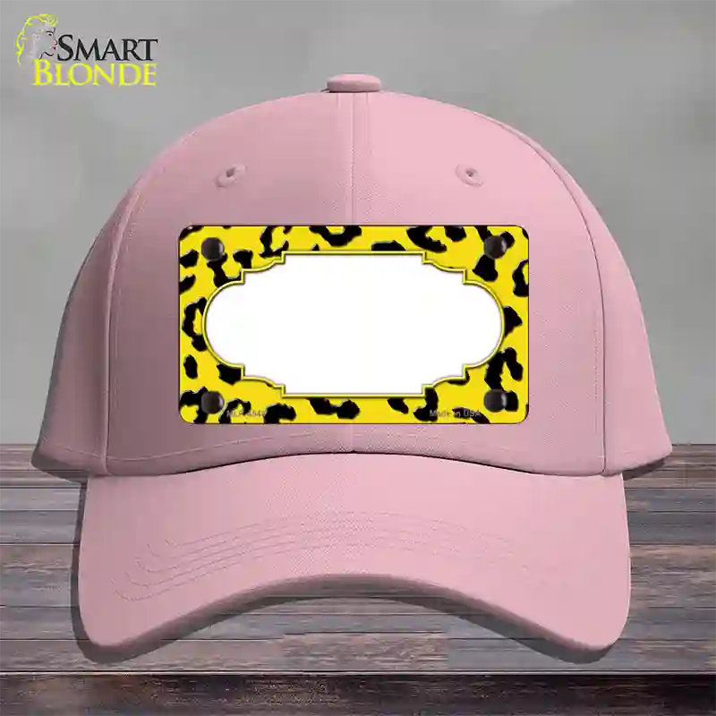 Yellow Black Cheetah Scallop Novelty License Plate Hat Cotton / Pink