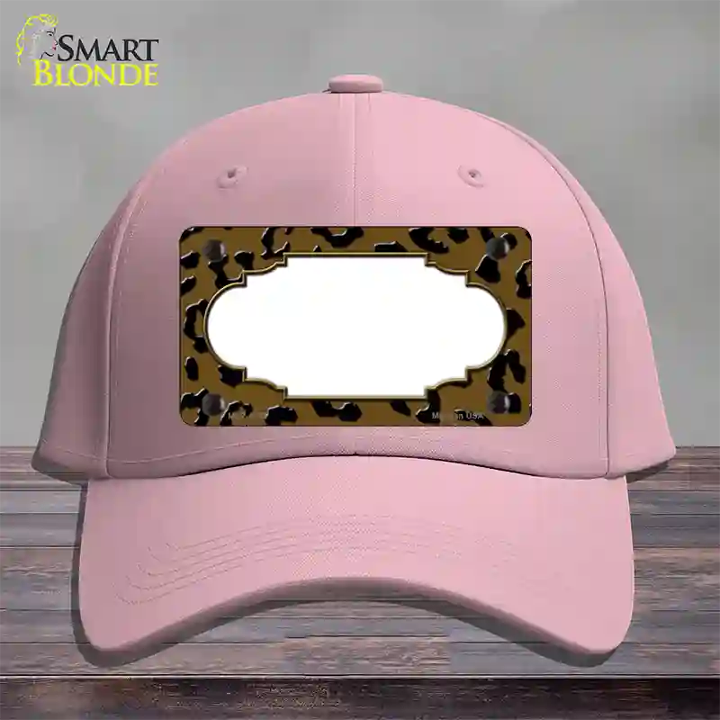 Brown Black Cheetah Scallop Novelty License Plate Hat Cotton / Pink