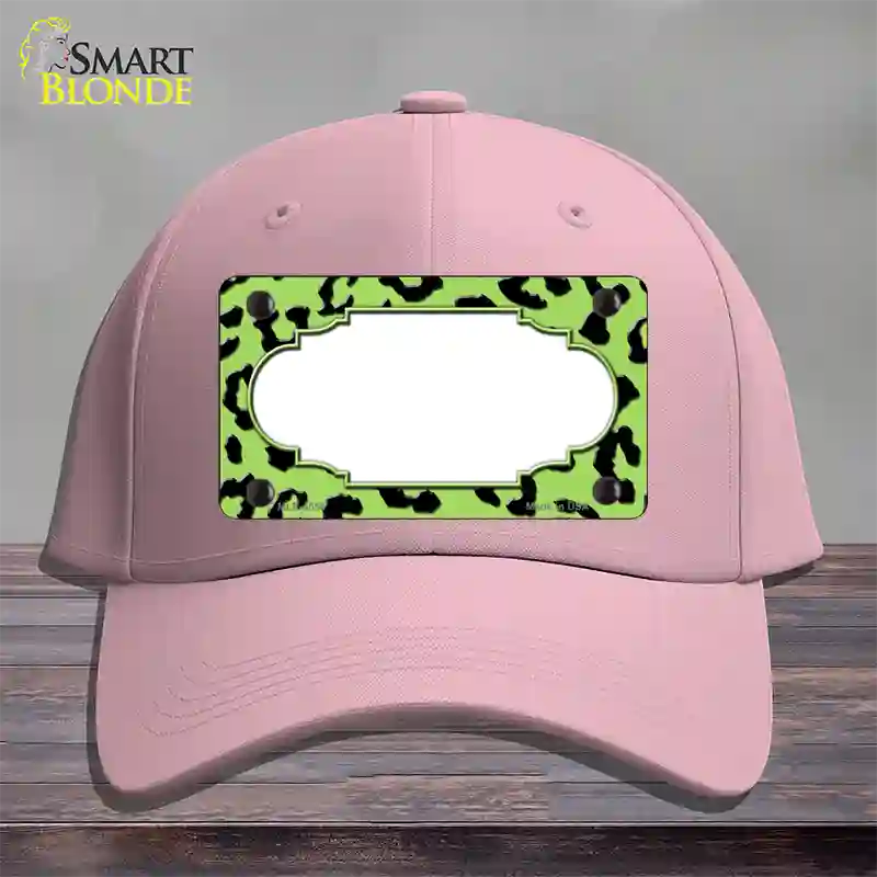 Lime Green Black Cheetah Scallop Novelty License Plate Hat Cotton / Pink