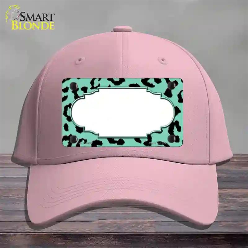 Mint Black Cheetah Scallop Novelty License Plate Hat Cotton / Pink