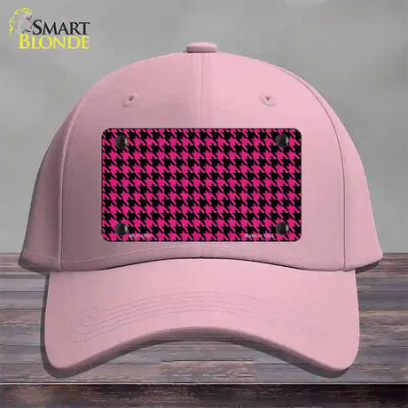 Pink Black Houndstooth Novelty License Plate Hat Cotton / Pink