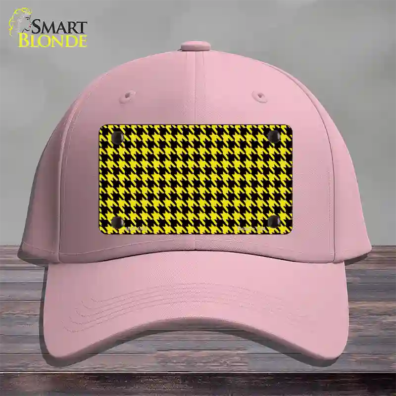 Yellow Black Houndstooth Novelty License Plate Hat Cotton / Pink