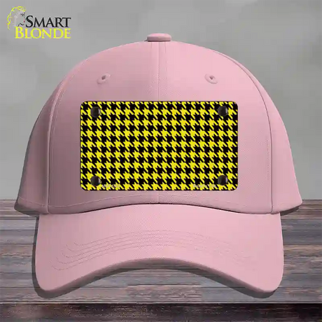 Yellow Black Houndstooth Novelty License Plate Hat Cotton / Pink