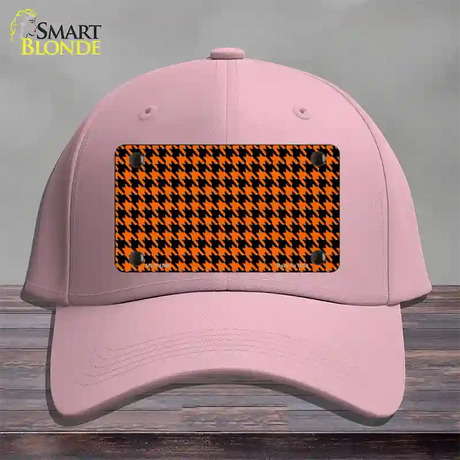 Orange Black Houndstooth Novelty License Plate Hat Cotton / Pink