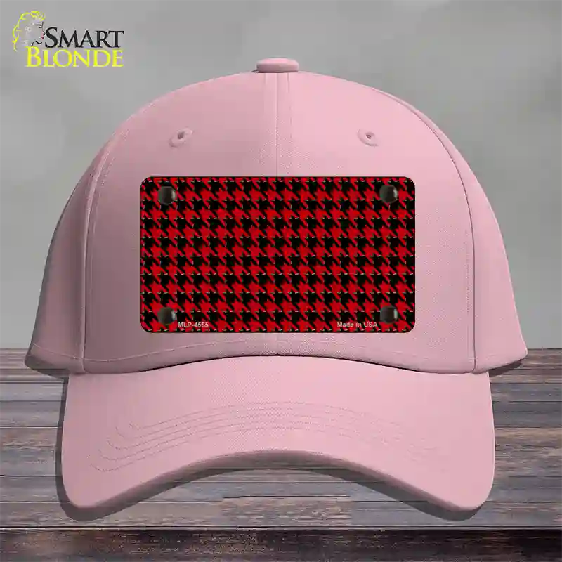 Red Black Houndstooth Novelty License Plate Hat Cotton / Pink