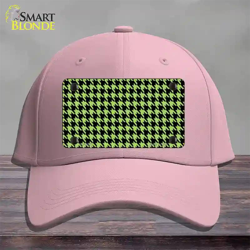 Lime Green Black Houndstooth Novelty License Plate Hat Cotton / Pink