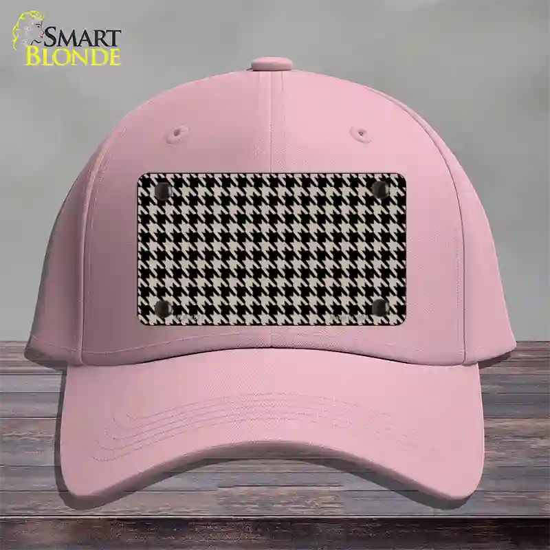 Tan Black Houndstooth Novelty License Plate Hat Cotton / Pink