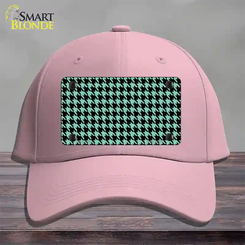 Mint Black Houndstooth Novelty License Plate Hat Cotton / Pink