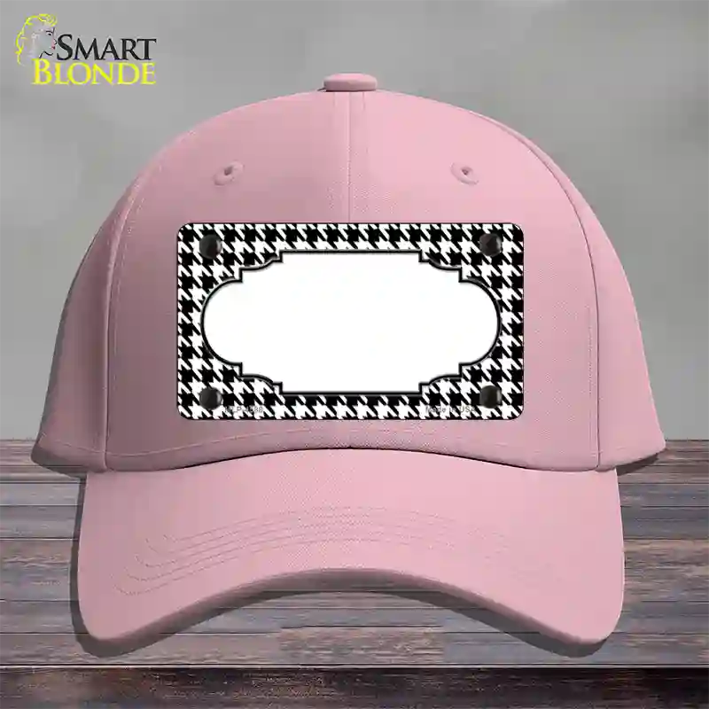 White Black Houndstooth Scallop Center Novelty License Plate Hat Cotton / Pink