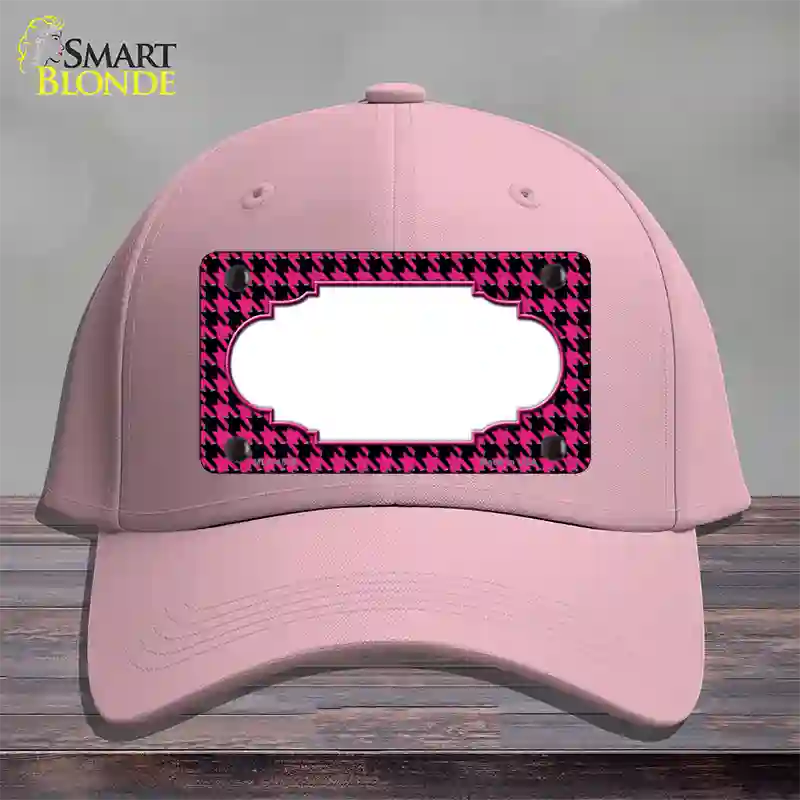 Pink Black Houndstooth Scallop Center Novelty License Plate Hat Cotton / Pink