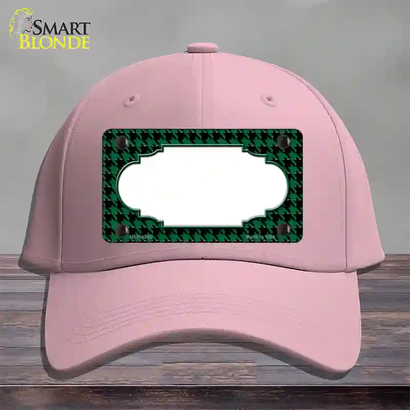 Green Black Houndstooth Scallop Center Novelty License Plate Hat Cotton / Pink