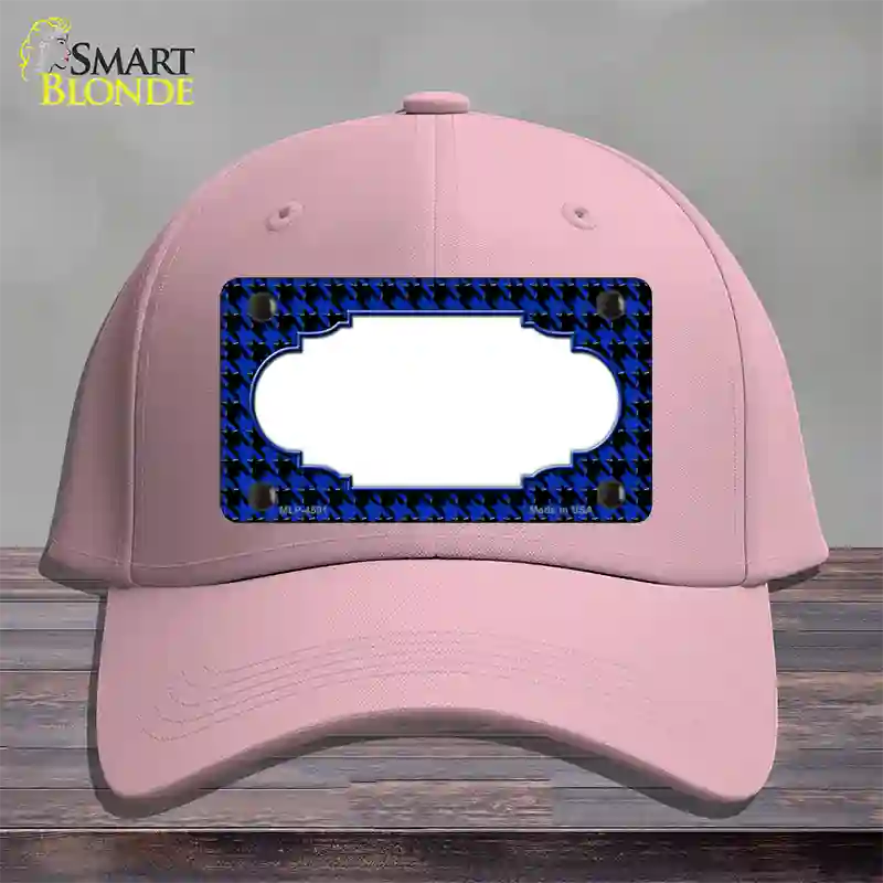 Blue Black Houndstooth Scallop Center Novelty License Plate Hat Cotton / Pink