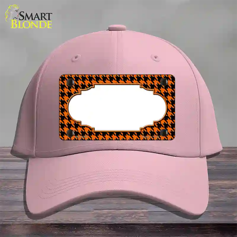 Orange Black Houndstooth Scallop Center Novelty License Plate Hat Cotton / Pink