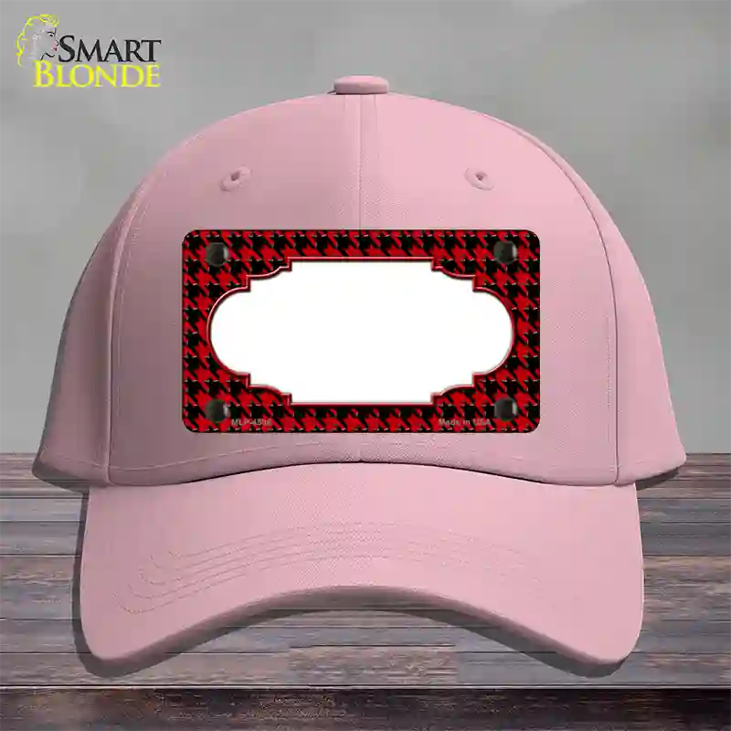 Red Black Houndstooth Scallop Center Novelty License Plate Hat Cotton / Pink