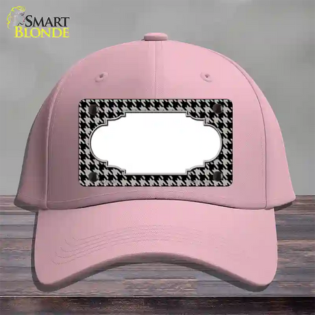 Grey Black Houndstooth Scallop Center Novelty License Plate Hat Cotton / Pink