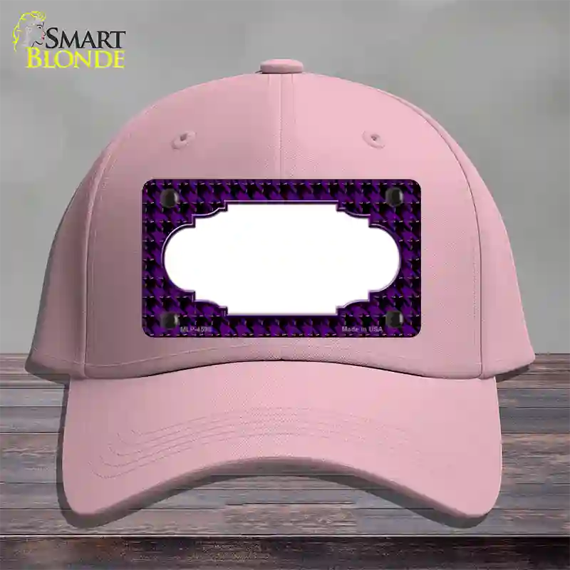 Purple Black Houndstooth Scallop Center Novelty License Plate Hat Cotton / Pink