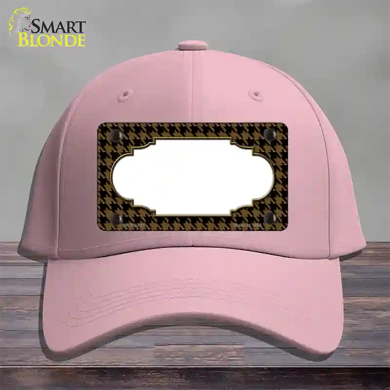 Brown Black Houndstooth Scallop Center Novelty License Plate Hat Cotton / Pink