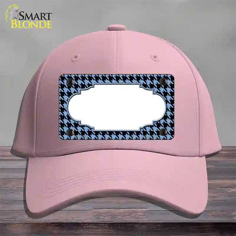 Light Blue Black Houndstooth Scallop Center Novelty License Plate Hat Cotton / Pink