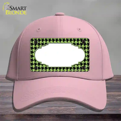 Lime Green Black Houndstooth Scallop Center Novelty License Plate Hat Cotton / Pink