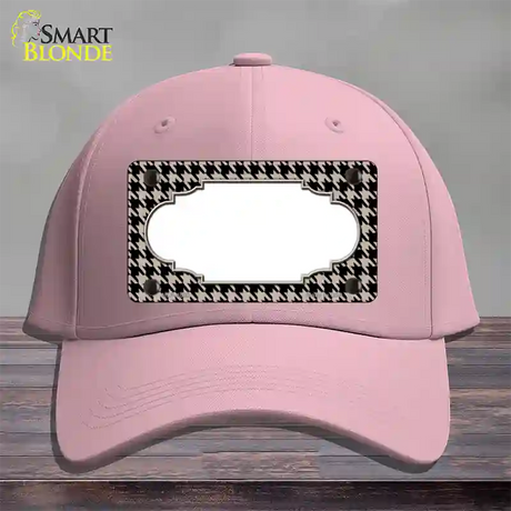 Tan Black Houndstooth Scallop Center Novelty License Plate Hat Cotton / Pink