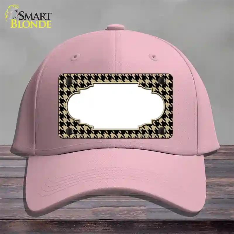 Gold Black Houndstooth Scallop Center Novelty License Plate Hat Cotton / Pink