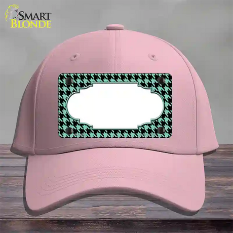 Mint Black Houndstooth Scallop Center Novelty License Plate Hat Cotton / Pink